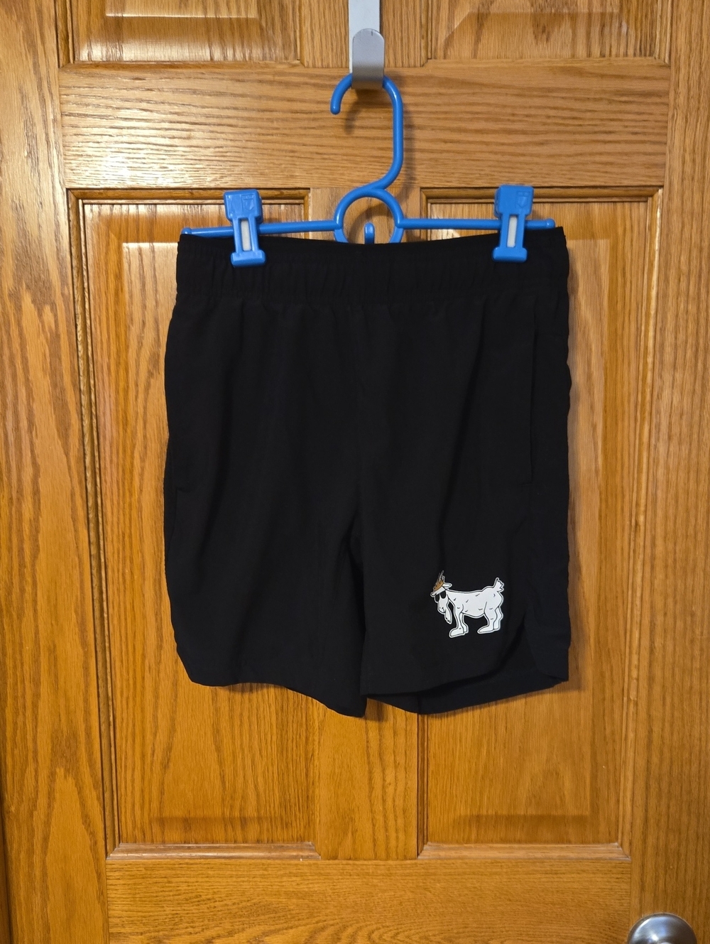 Black Kids' Athletic Shorts with Goat Patch